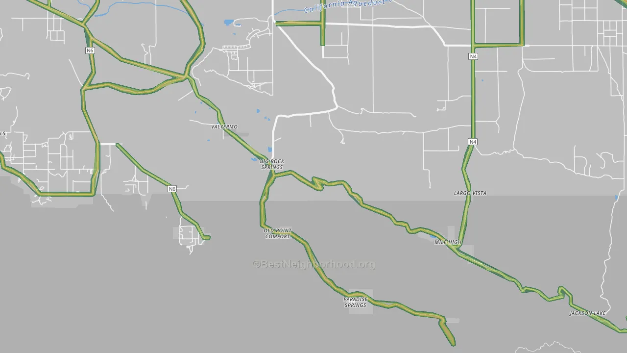 Valyermo, CA Map of Noise Levels in Valyermo