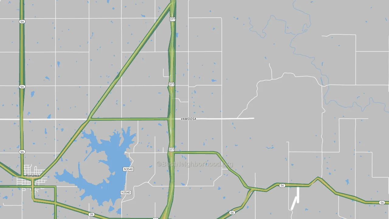 Vamoosa, OK Map of Noise Levels in Vamoosa