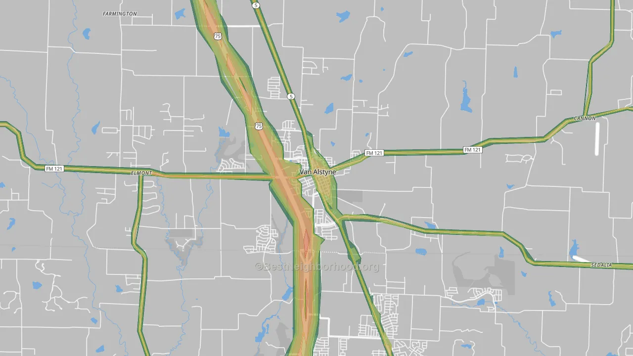 Van Alstyne, TX Map of Noise Levels in Van Alstyne