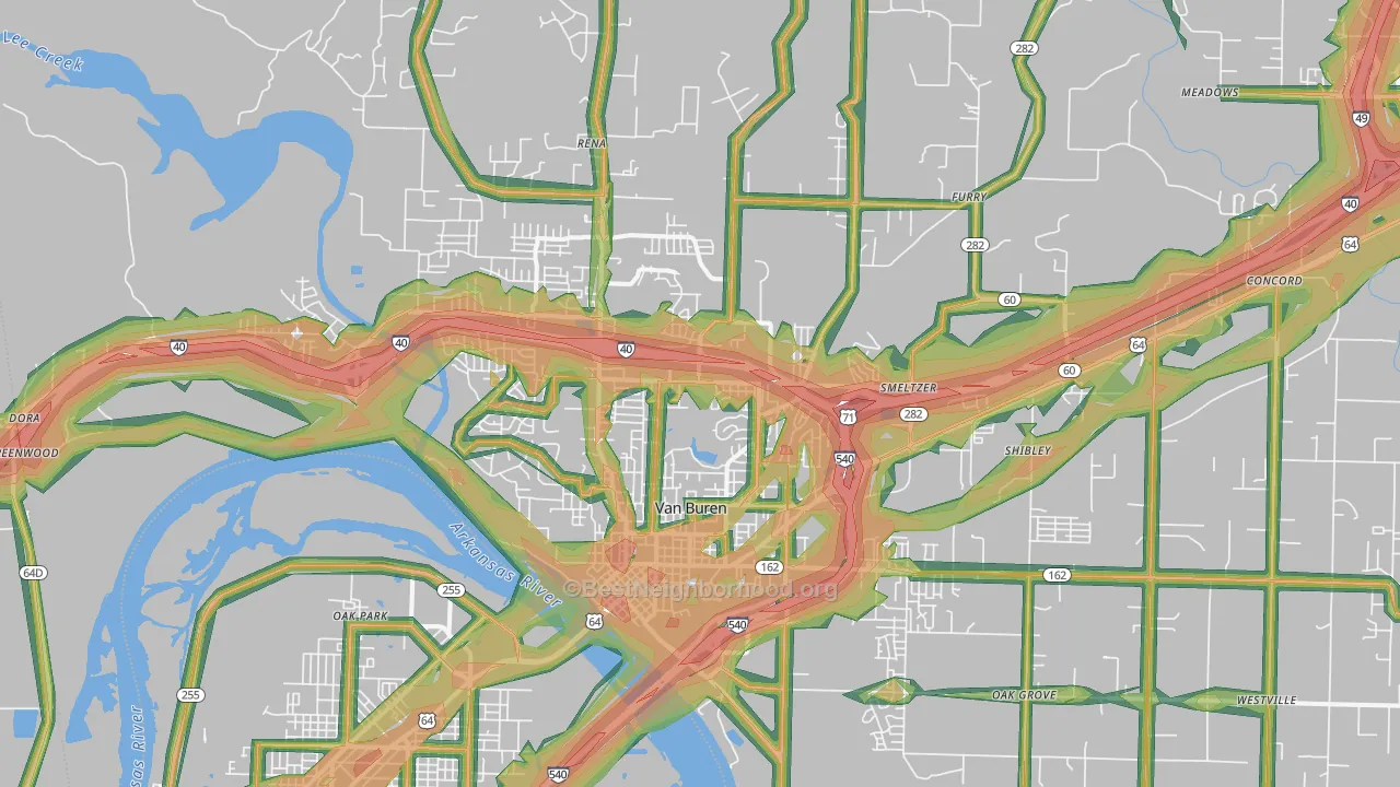 Van Buren, AR Map of Noise Levels in Van Buren