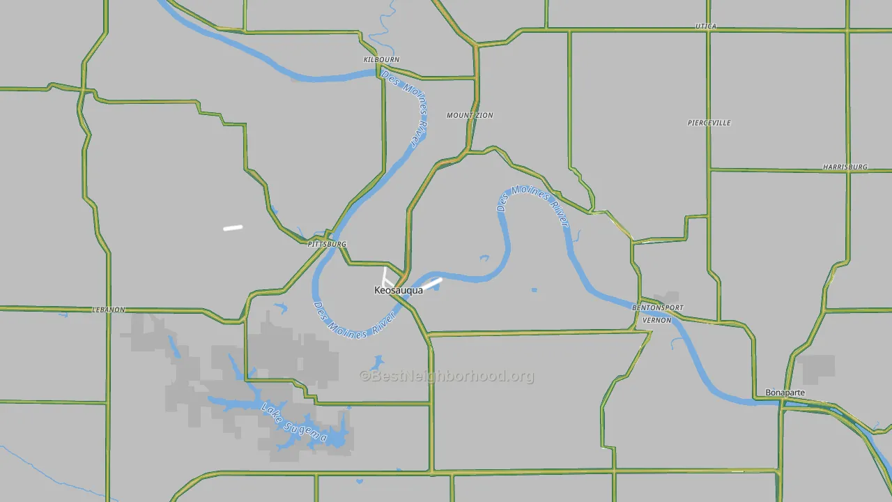 Van Buren County, IA Map of Noise Levels in Van Buren County