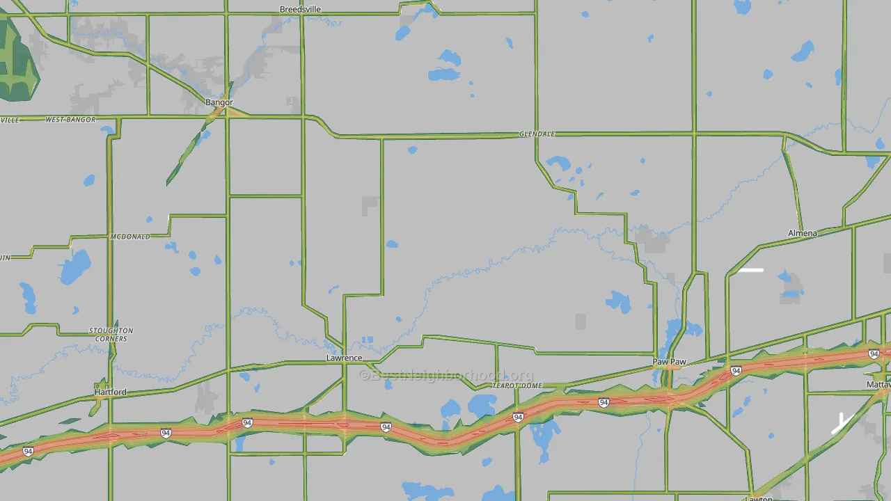 Van Buren County, MI Map of Noise Levels in Van Buren County