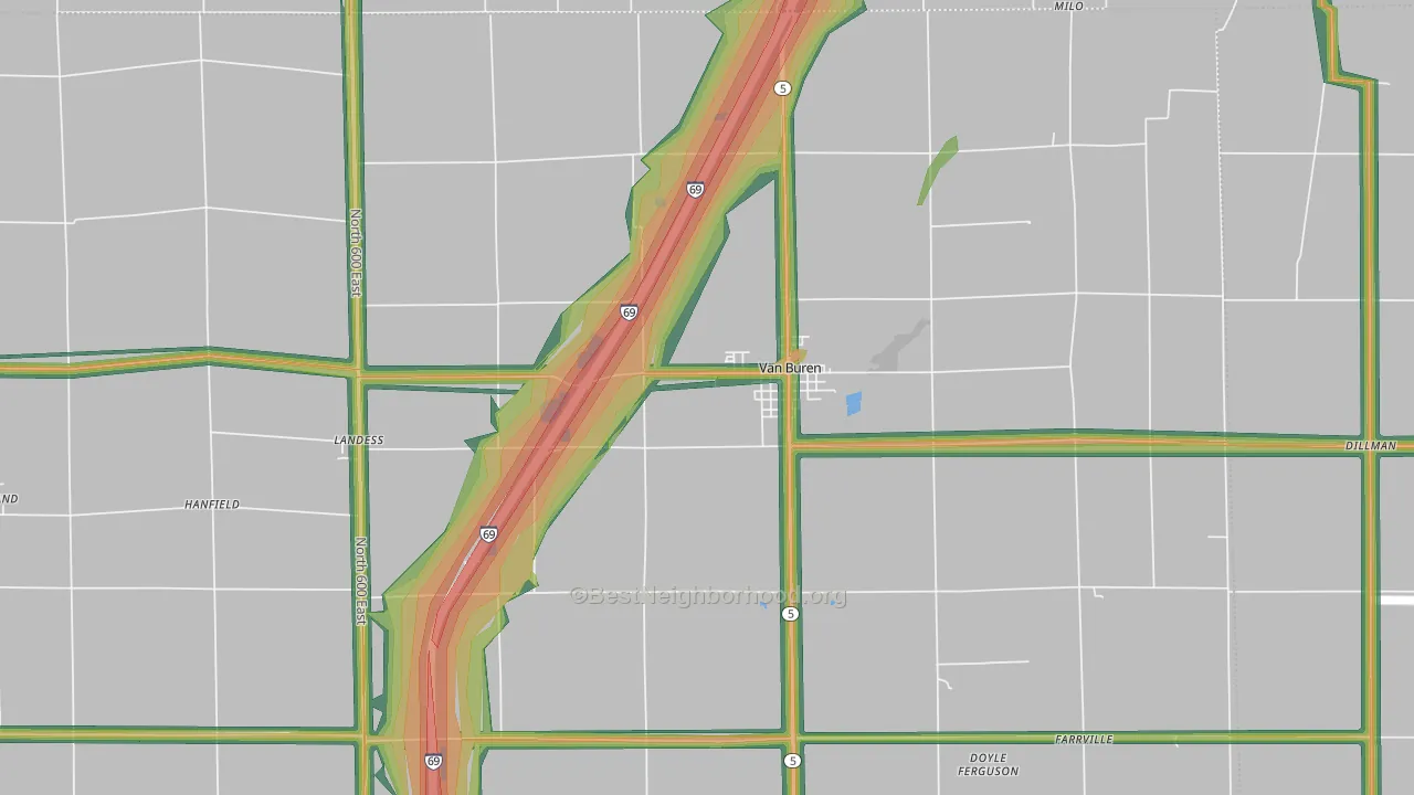Van Buren, IN Map of Noise Levels in Van Buren