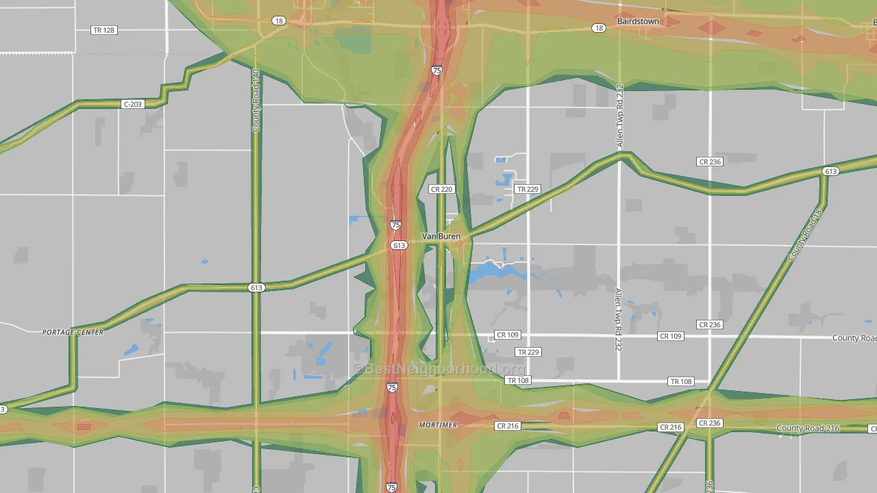Van Buren, OH Map of Noise Levels in Van Buren
