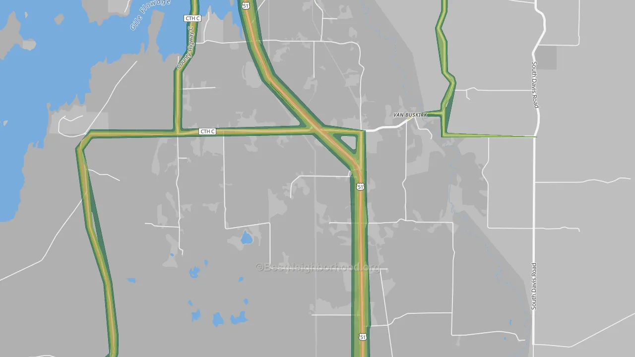 Van Buskirk, WI Map of Noise Levels in Van Buskirk