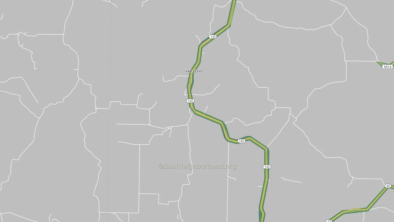 Van Cleve, MO Map of Noise Levels in Van Cleve