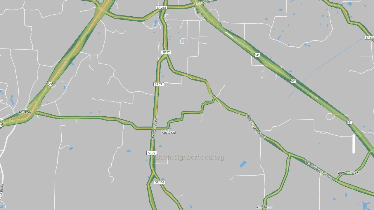 Van Dyke, TN Map of Noise Levels in Van Dyke