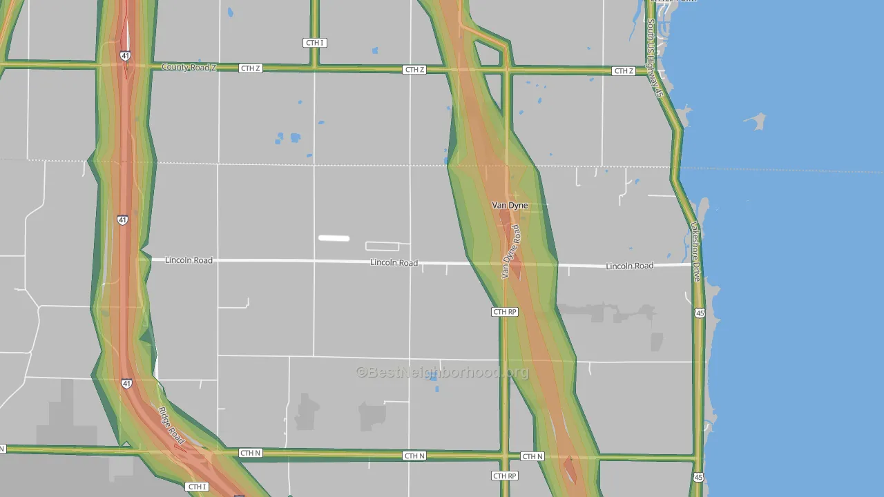 Van Dyne, WI Map of Noise Levels in Van Dyne