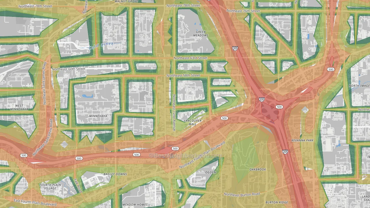Van Mall, Vancouver, WA Map of Noise Levels in Van Mall