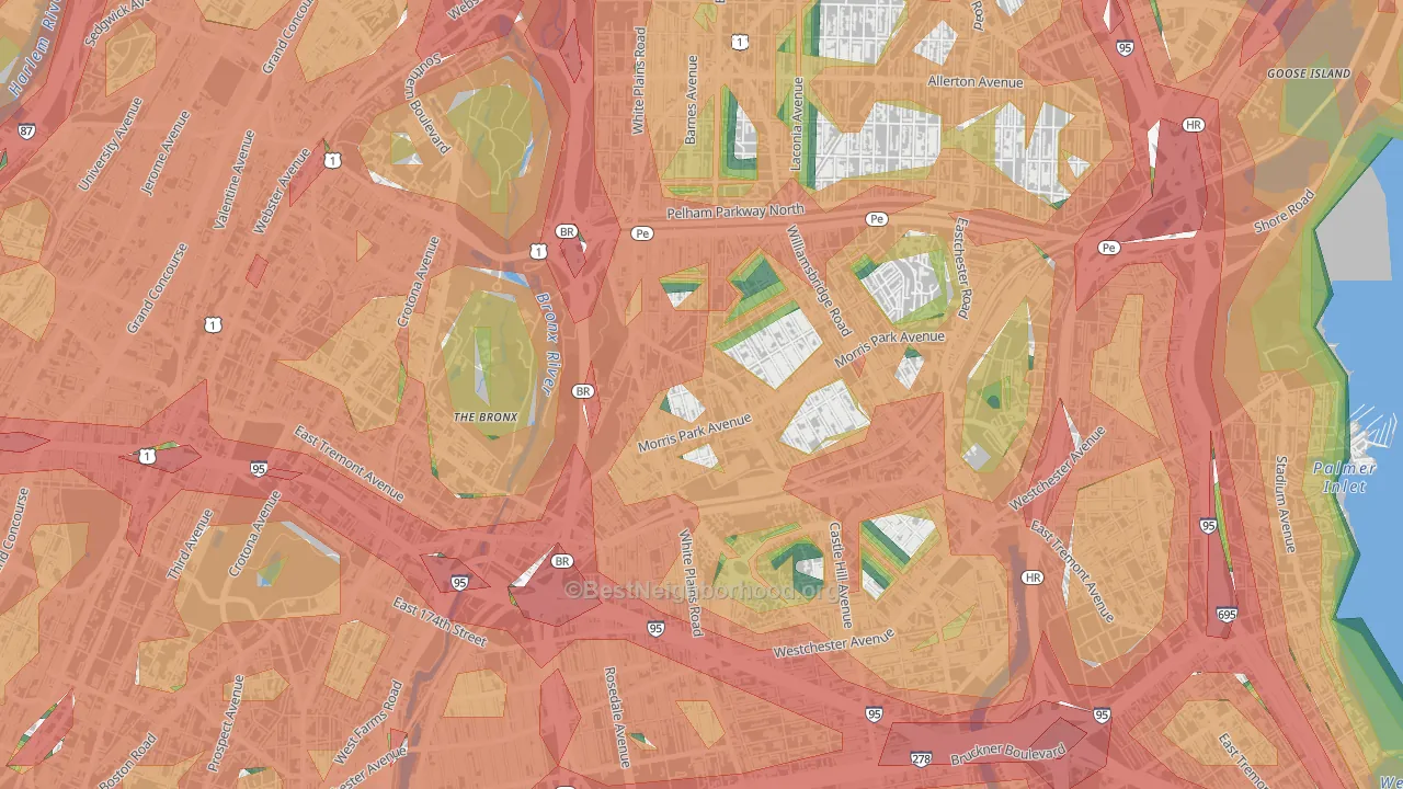 Van Nest, Bronx, NY Map of Noise Levels in Van Nest