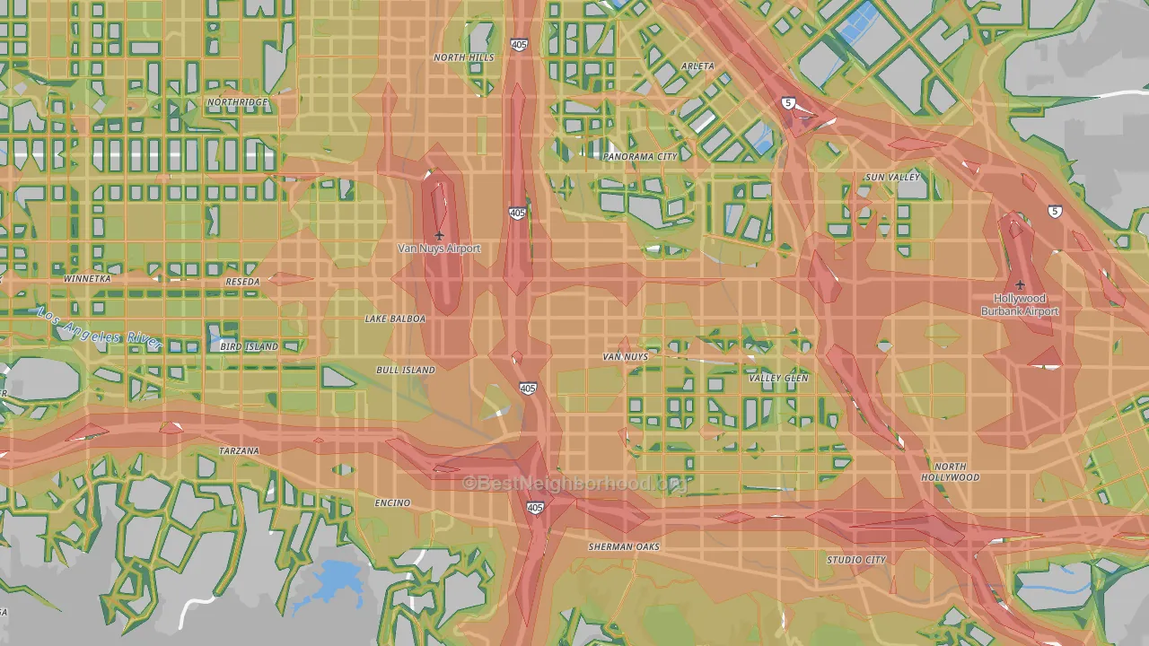 Van Nuys, CA Map of Noise Levels in Van Nuys