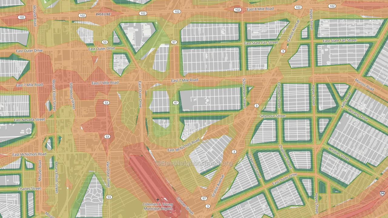 Van Steuban, Detroit, MI Map of Noise Levels in Van Steuban