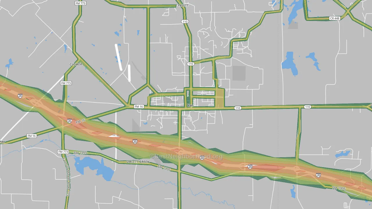Van, TX Map of Noise Levels in Van