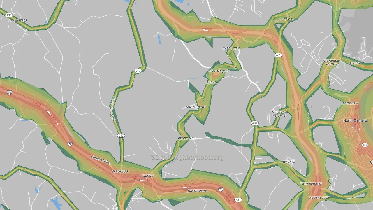 Van Voorhis, PA Map of Noise Levels in Van Voorhis