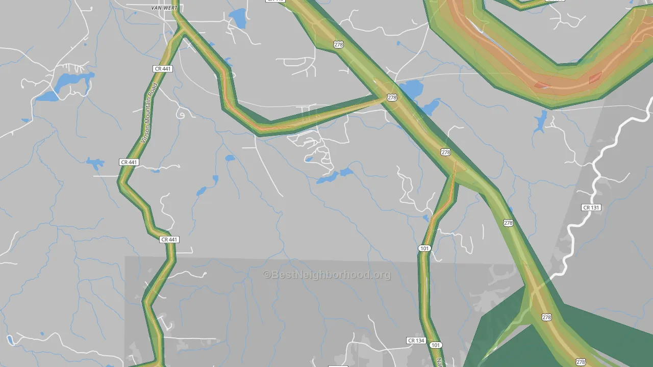 Van Wert, GA Map of Noise Levels in Van Wert