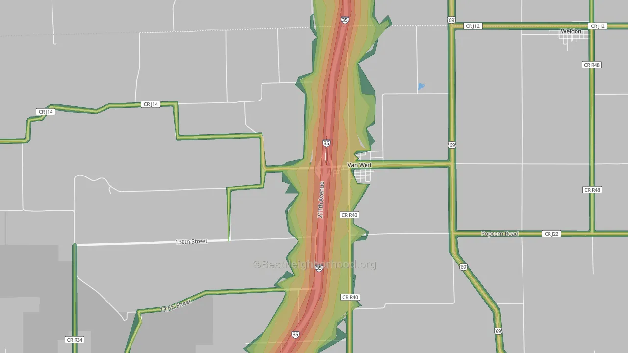 Van Wert, IA Map of Noise Levels in Van Wert