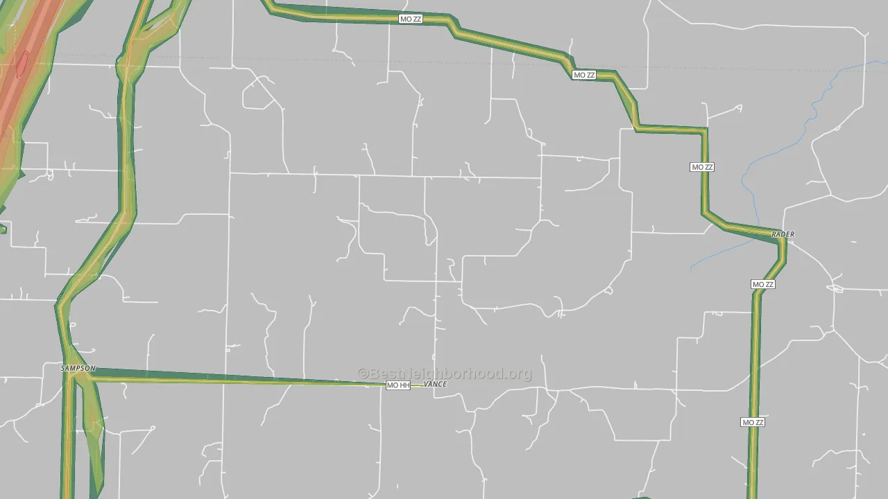 Vance, MO Map of Noise Levels in Vance