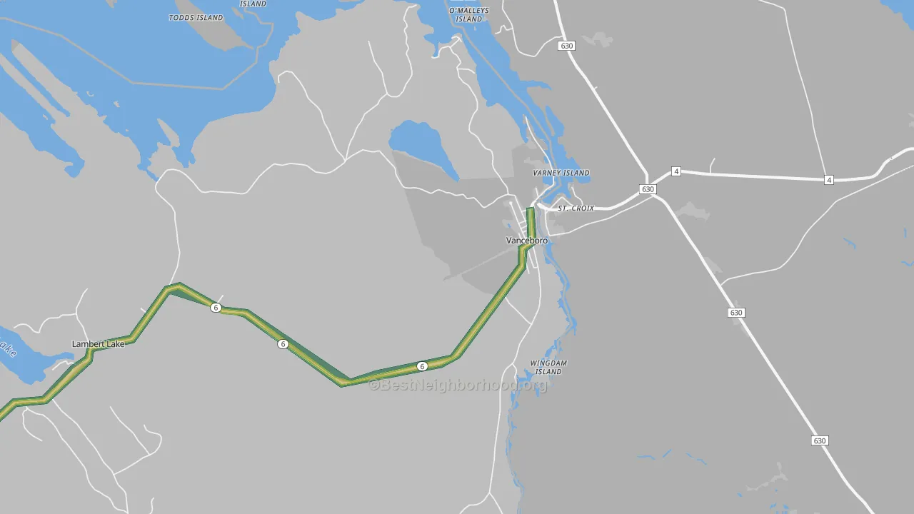 Vanceboro, ME Map of Noise Levels in Vanceboro
