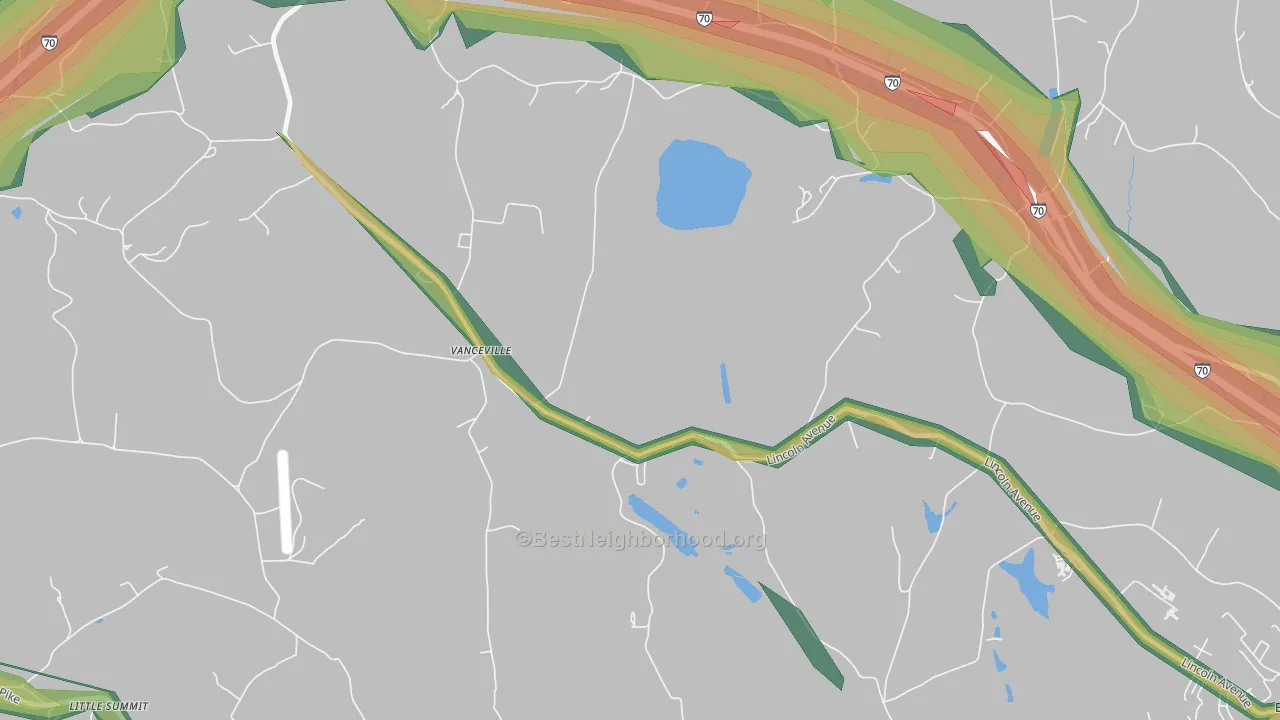 Vanceville, PA Map of Noise Levels in Vanceville