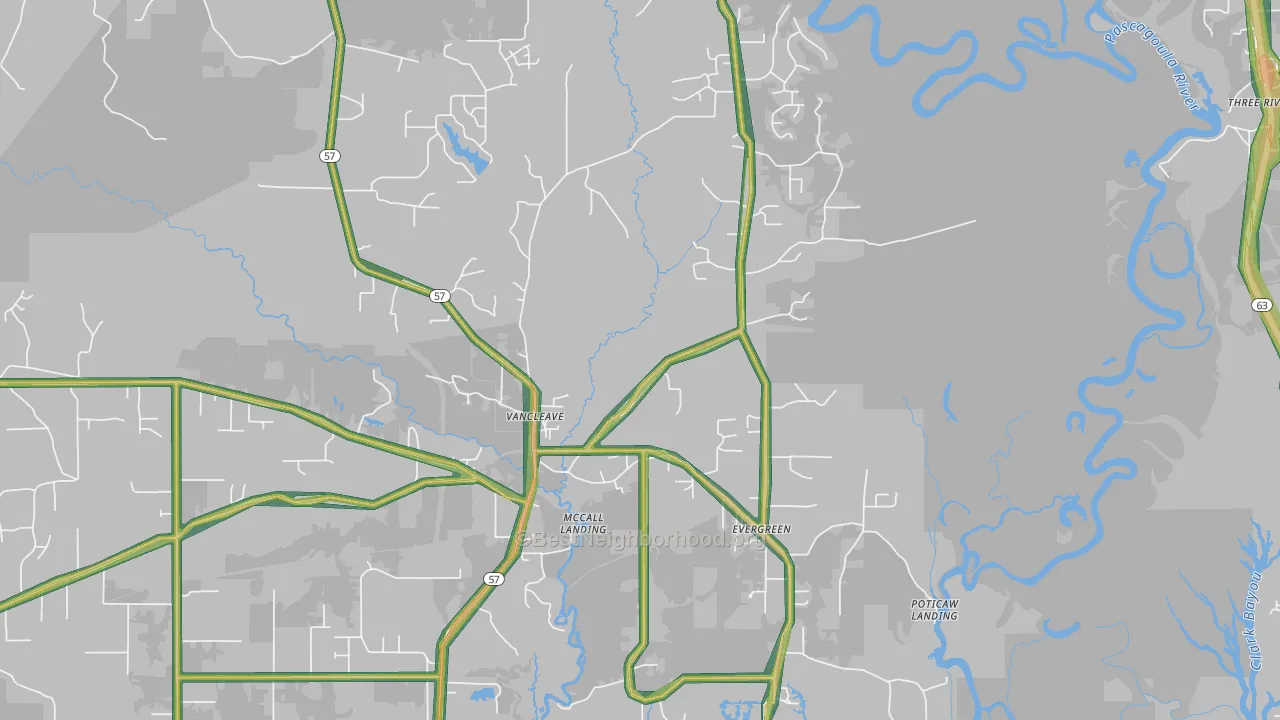 Vancleave, MS Map of Noise Levels in Vancleave