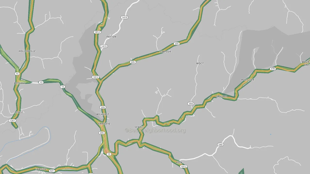 Vancleve, KY Map of Noise Levels in Vancleve
