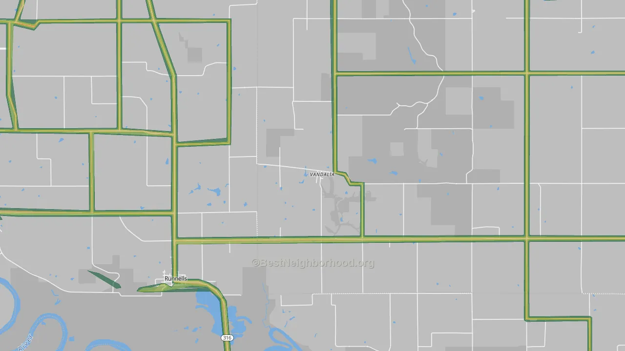 Vandalia, IA Map of Noise Levels in Vandalia