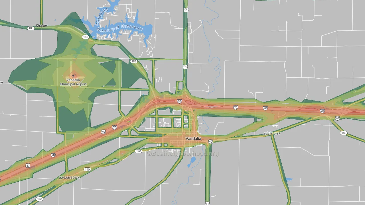Vandalia, IL Map of Noise Levels in Vandalia