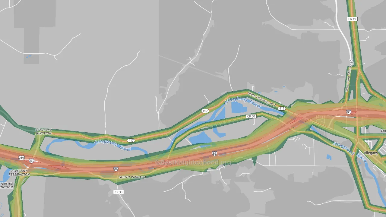 Vandalia, NY Map of Noise Levels in Vandalia