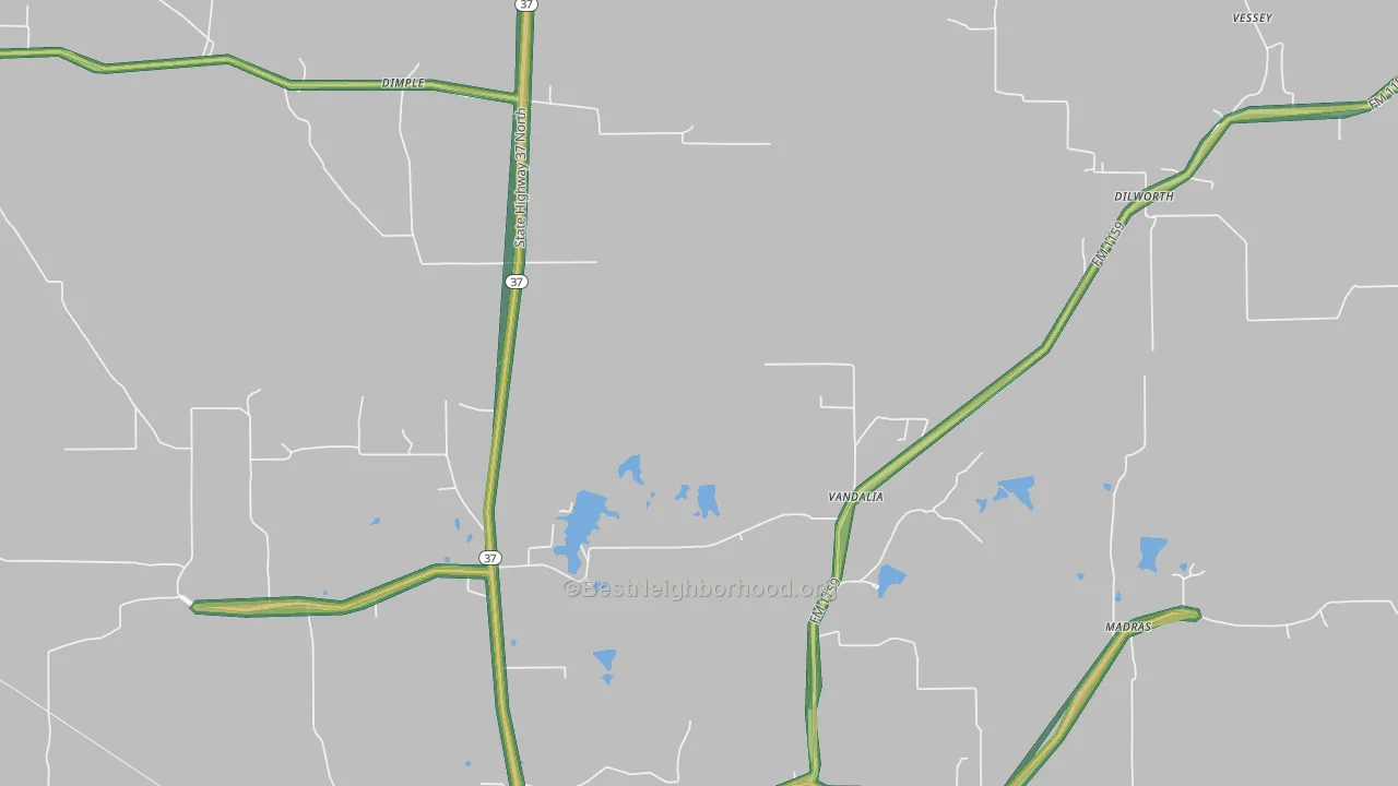 Vandalia, TX Map of Noise Levels in Vandalia