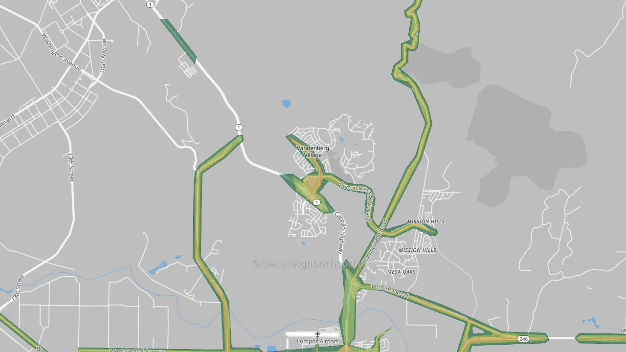 Vandenberg Village, CA Map of Noise Levels in Vandenberg Village