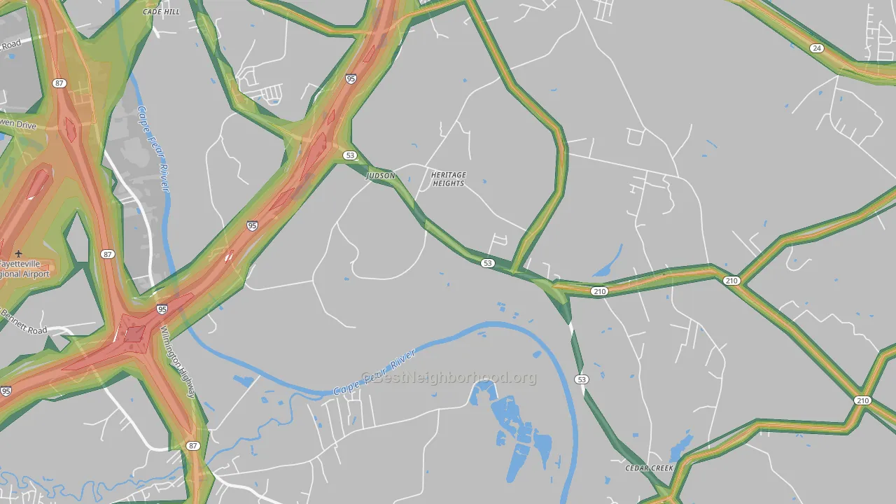 Vander, NC Map of Noise Levels in Vander