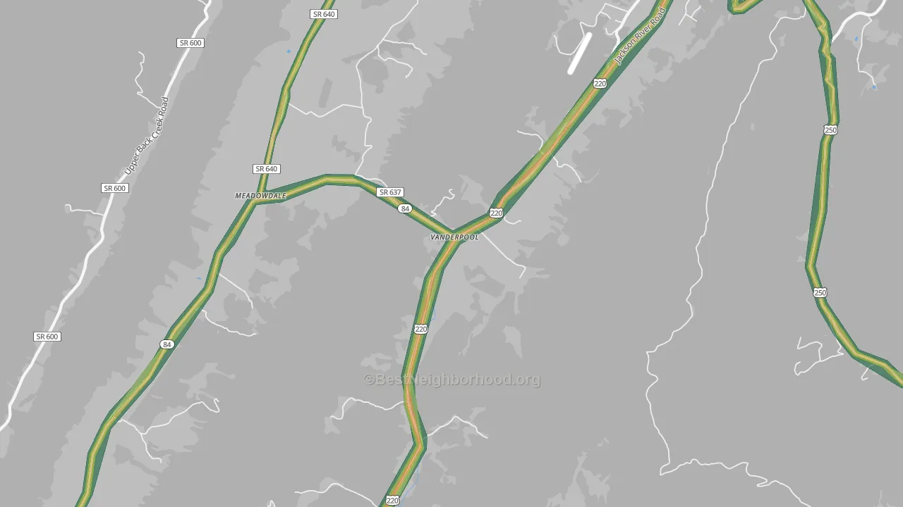 Vanderpool, VA Map of Noise Levels in Vanderpool