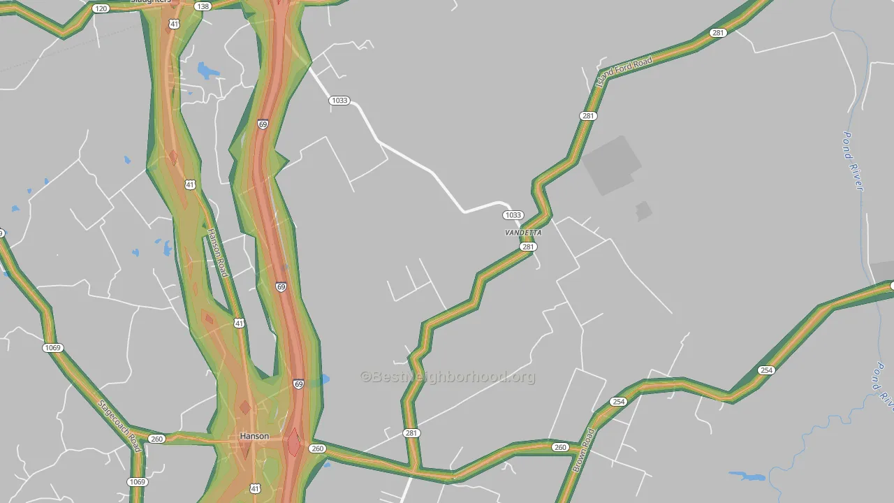 Vandetta, KY Map of Noise Levels in Vandetta