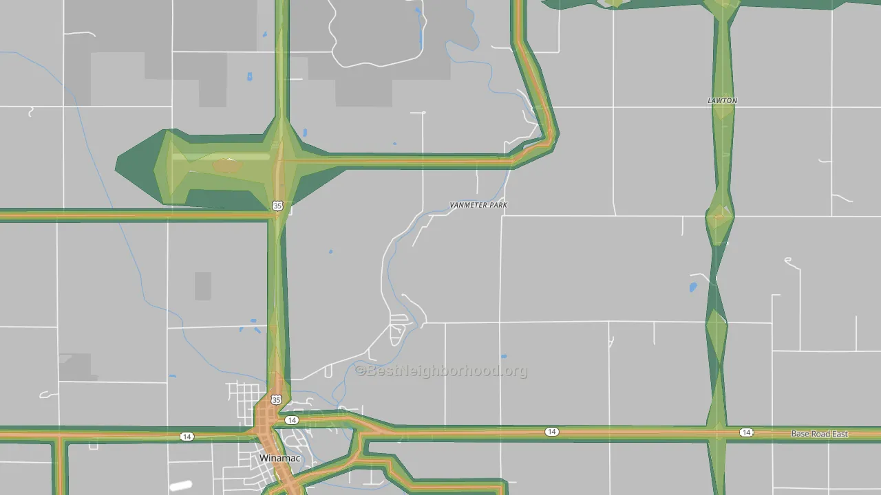 Vanmeter Park, IN Map of Noise Levels in Vanmeter Park
