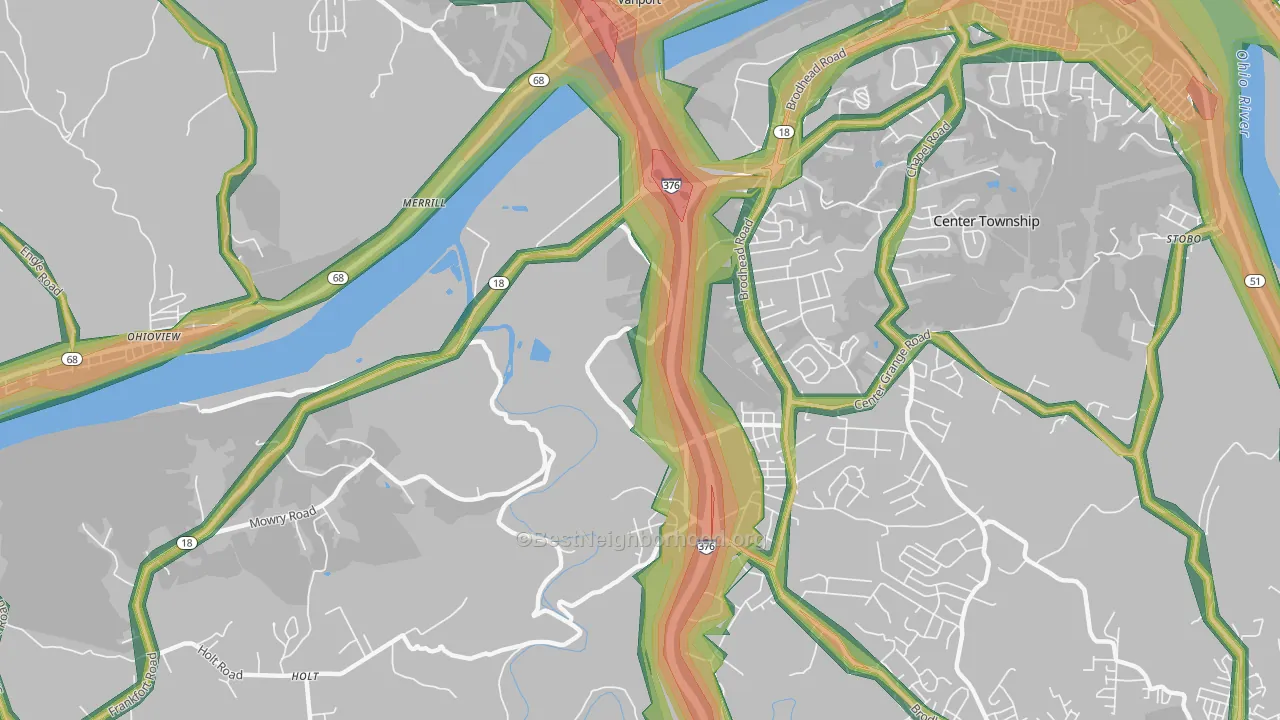 Vanport, PA Map of Noise Levels in Vanport