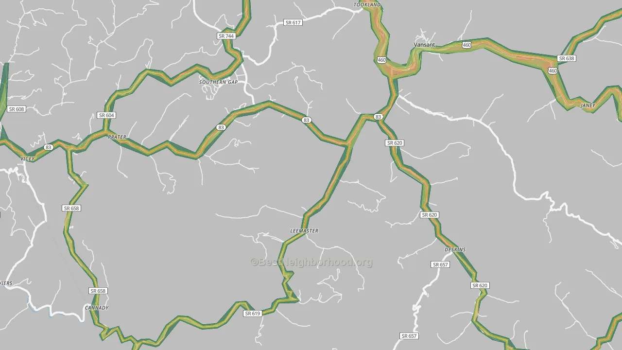 Vansant, VA Map of Noise Levels in Vansant