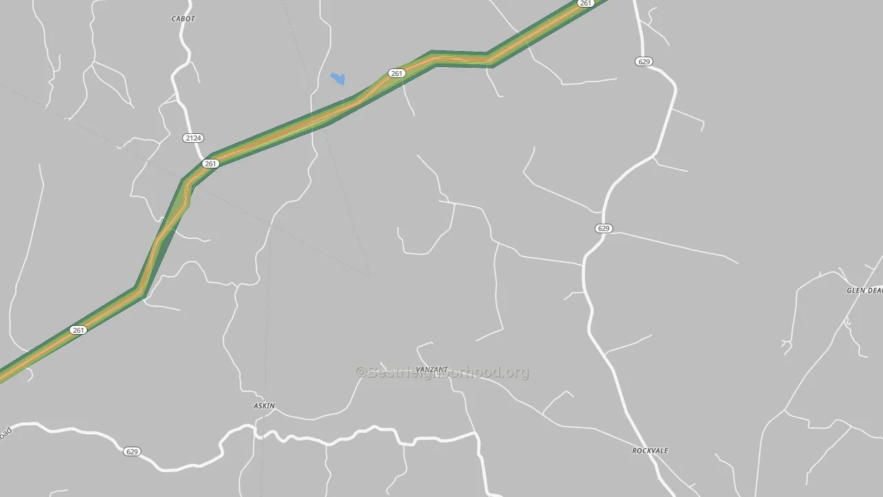 Vanzant, KY Map of Noise Levels in Vanzant