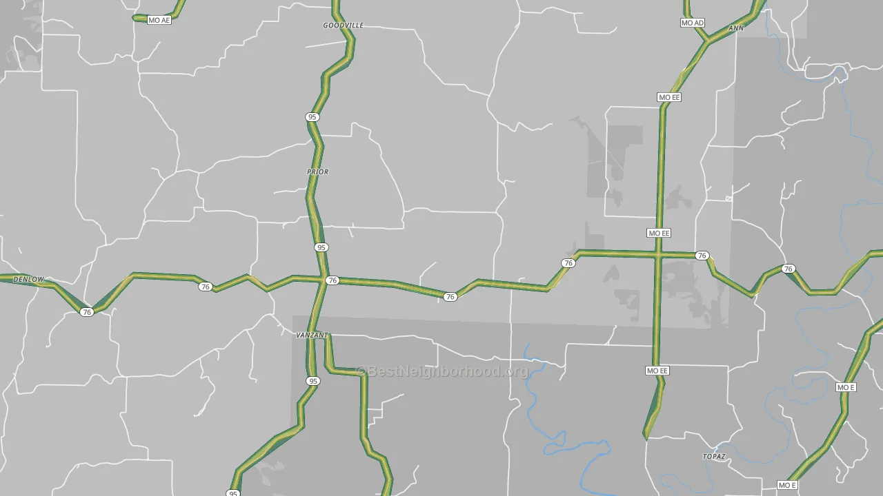 Vanzant, MO Map of Noise Levels in Vanzant