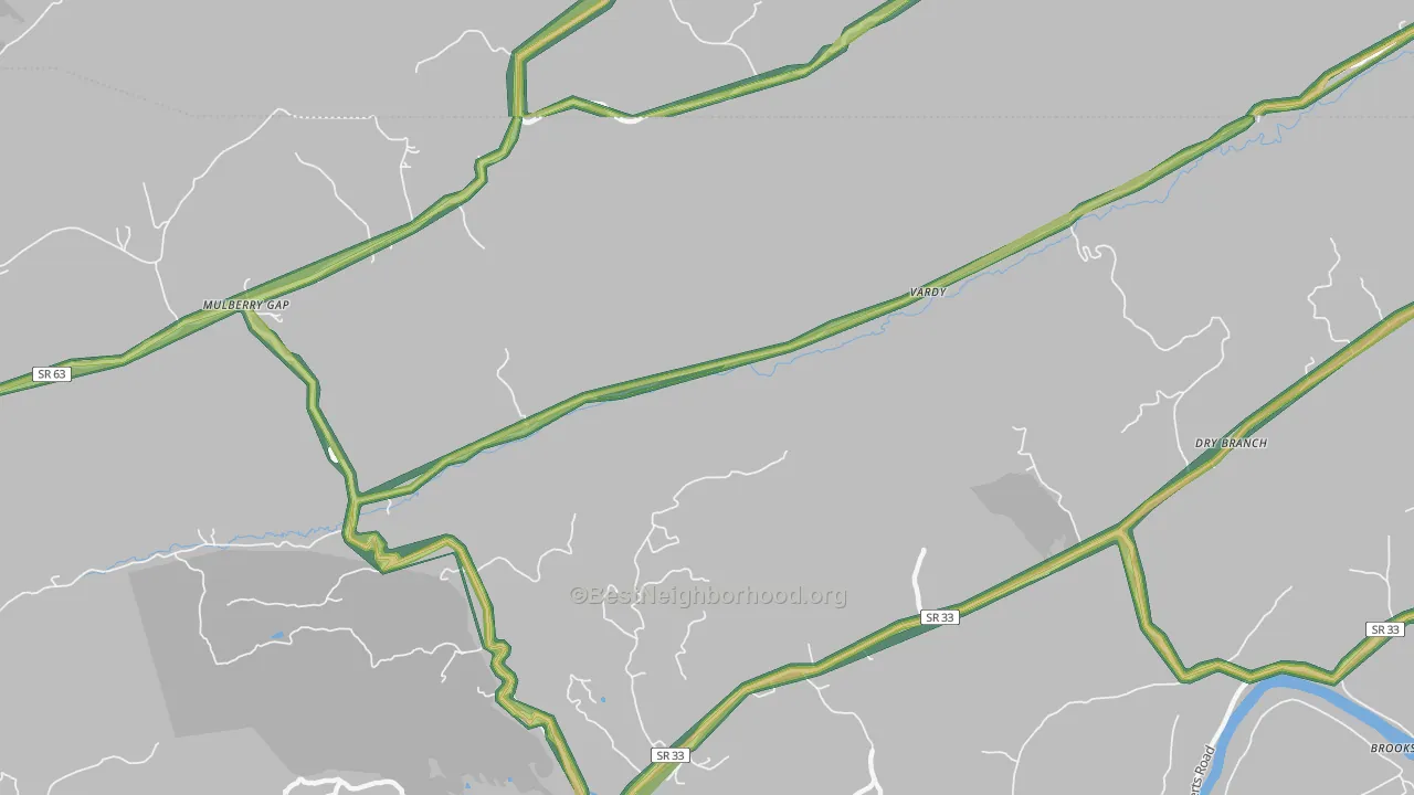 Vardy, TN Map of Noise Levels in Vardy