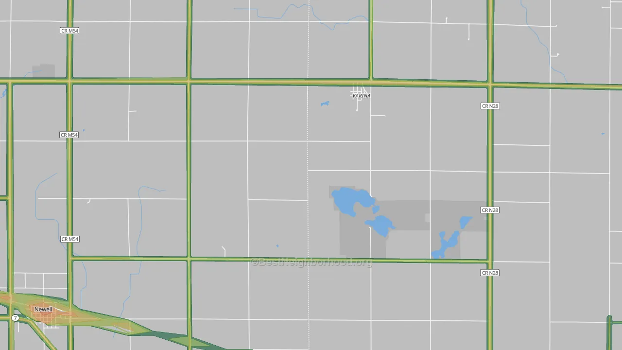Varina, IA Map of Noise Levels in Varina