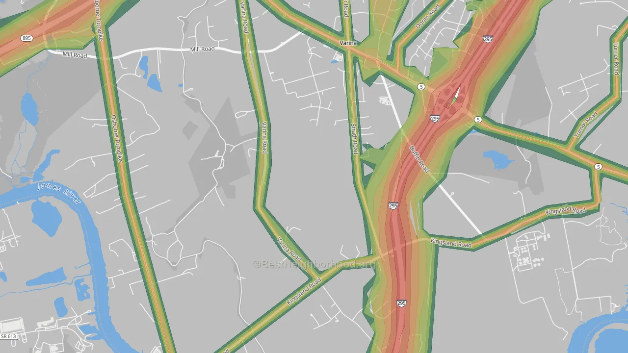 Varina, VA Map of Noise Levels in Varina