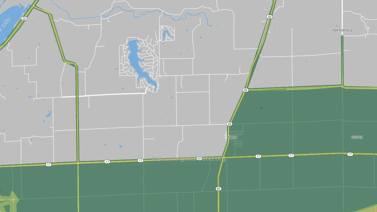 Varna, IL Map of Noise Levels in Varna