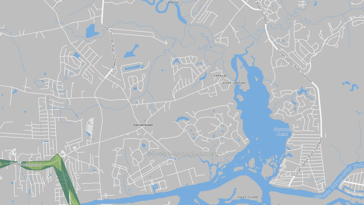 Varnamtown, NC Map of Noise Levels in Varnamtown