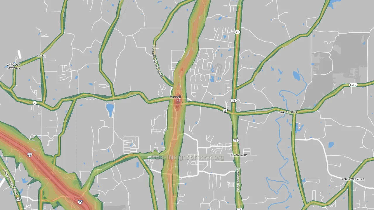 Varnell, GA Map of Noise Levels in Varnell