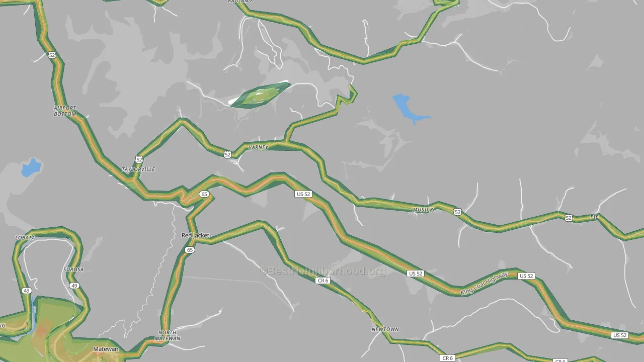 Varney, WV Map of Noise Levels in Varney