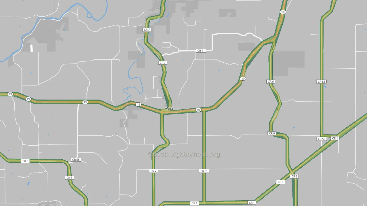 Vasa, MN Map of Noise Levels in Vasa