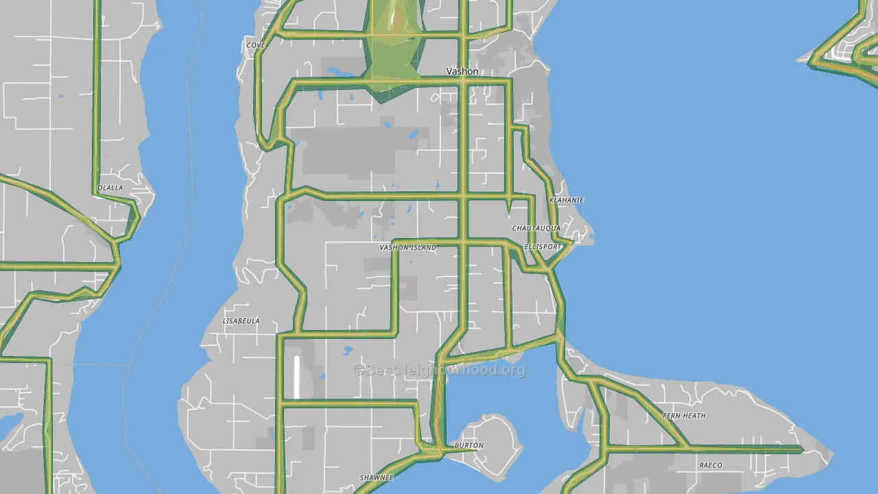 Vashon, WA Map of Noise Levels in Vashon