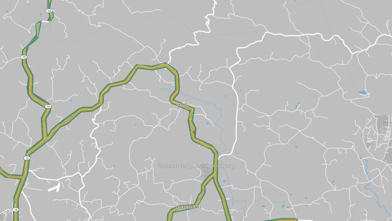 Vashti, NC Map of Noise Levels in Vashti