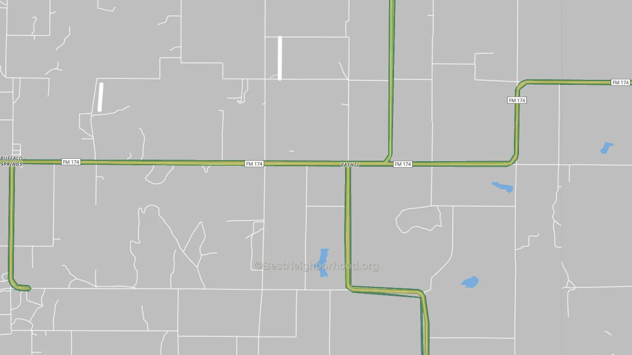 Vashti, TX Map of Noise Levels in Vashti