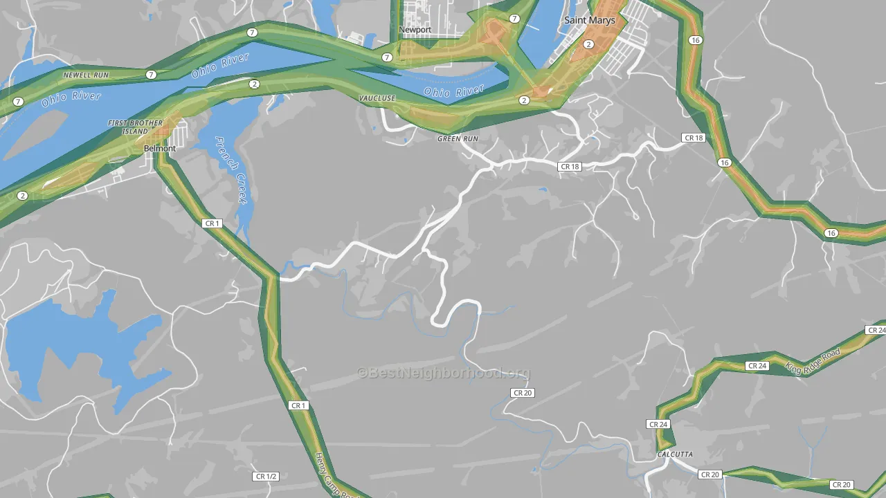 Vaucluse, WV Map of Noise Levels in Vaucluse
